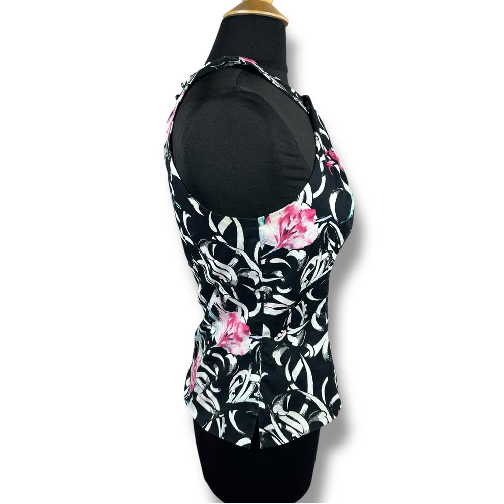 Women’s Black Halter Floral Print Top - Pink Accent - Picture 8 of 11